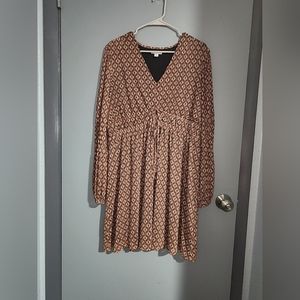 Cato Diamond Patterned Long Sleeve Dress